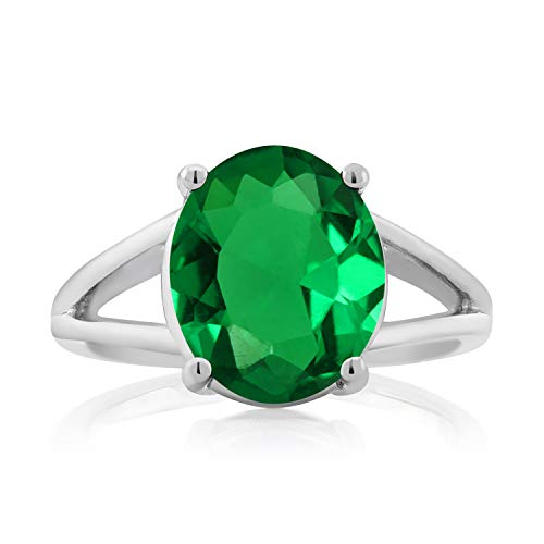 Gem Stone King 3.00-7.00 Cttw Gemstone Birthstone Solitaire Ring | 925 Sterling Silver | Oval 12X10MM | Wedding Engagement Anniversary Promise Ring For Women | Available In Size 5,6,7,8,92