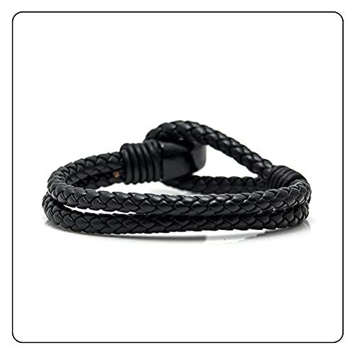 Fusamk Punk Rock Alloy Skull Leather Cuff Bracelet(Black) #TOP2