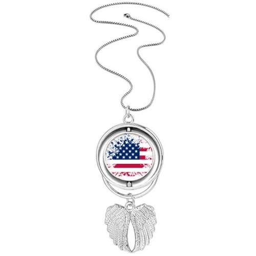 Collier drapeau américain ailes d'ange en relief pour motard et look gothique