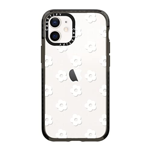 CASETiFY �C���p�N�g�P�[�X iPhone 12 Mini - Ditsy Daisies White - �N���A �u���b�N
