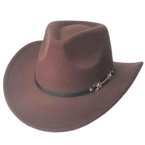 Western Cowboy Hat for Men Women Classic Cowgirl Hats Fashion Cowgirl Hats Fashion Breathable Cap for Theme Party Coffee