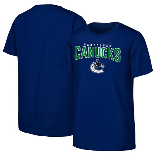 Outerstuff NHL Kids Youth 8-20 Officially Licensed Power Play Team Logo T-Shirt (US, Numeric, 10, 12, Regular, Vancouver Canucks - Blue)