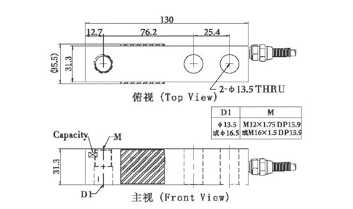 Célula de carga Cantilever Beam NB2, sensor de pesaje de 100kg a 1T 4