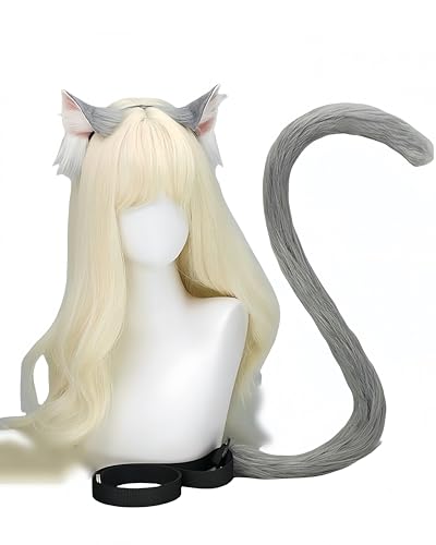 [kuroobaa] 猫耳カチューシャ しっぽ 2点セット ねこ コスプレ コスチューム ハロウィン 仮装 小物 (グレー)（Amazon）