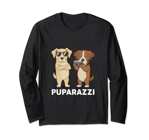 Puparazzi - Funny Dog Paparazzi Fotógrafo Juego de palabras Manga Larga