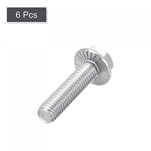 Image of uxcell M10x40mm Hex Serrated Flange Bolts Screws Metric Thread 304 Stainless Steel 6pcs