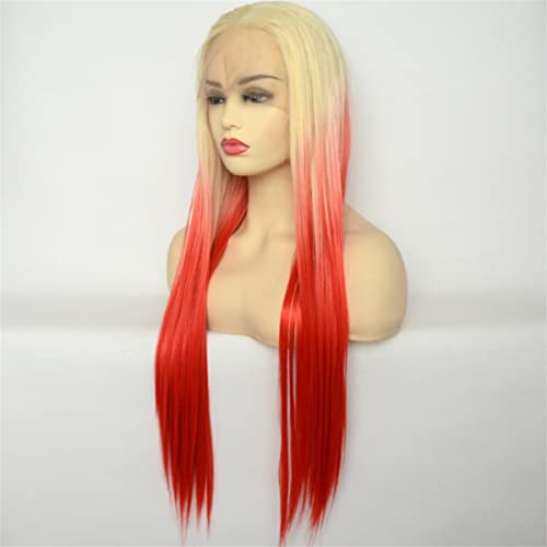Perruque avant de lacet synthétique blonde à rouge pour vos soirées cosplay