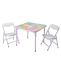 Heritage Kids Unicorn 3 Piece Table & Chair Set with 2 Folding Chairs & 1 Table, Ages 3+