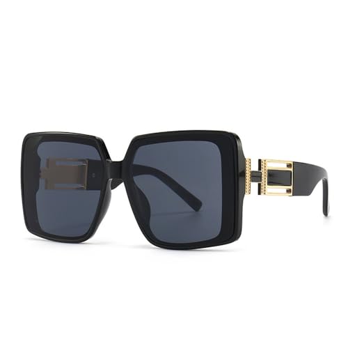 Lunettes de soleil UV400 contre la fatigue oculaire grand cadre noir vintage