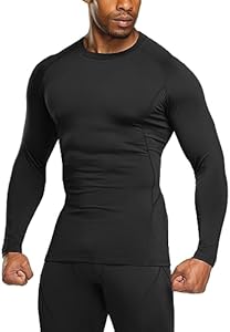 TSLA Men's Thermal Long Sleeve Compression Shirts, Athletic Base Layer Top, Winter Gear Running T-Shirt, Heatlock Round Neck Black, 3X-Large product image