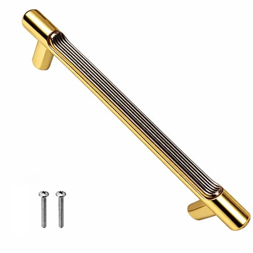 Image of VOLO Wardrobe Cabinet Handle - Sleek Pull Handle for Drawers, Wardrobes, Sliding Doors, and Cabinets in Kitchen, Bedroom, and Office (R-241) (1, Antique Gold, 160MM (8 Inch))