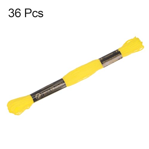 Image of HARFINGTON 3pcs 12 Skeins Embroidery Floss 8.75yds(8m) Egyptian Long-Staple Cotton Cross Stitch Thread for Sewing DIY Bracelet Yarn String and Crafts, Golden Yellow(6307)