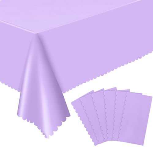 Image of NatNarr 6 Pack Light Purple Tablecloths, Plastic Lavender Table Cloths