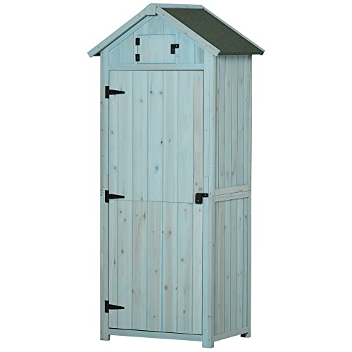 Outsunny Armoire de Jardin extérieur abri de Jardin en Bois abri pour Outils 3 étagères 2 Portes loquets Toit Pente bitumé Rangement et Stockage...