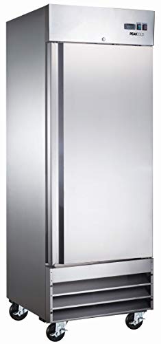 Peak Cold Single Door Commercial Reach In Stainless Steel Freezer, White Interior; 23