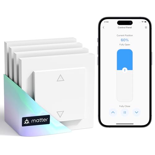 Meross Matter Wlan Rolladenschalter Smart (NEUTRALKABEL ERFORDERLICH), kompatibel mit Apple HomeKit, Alexa, Google Home und Home Assistant, Smart Home Rolladensteuerung für Jalousien, 4 Stück