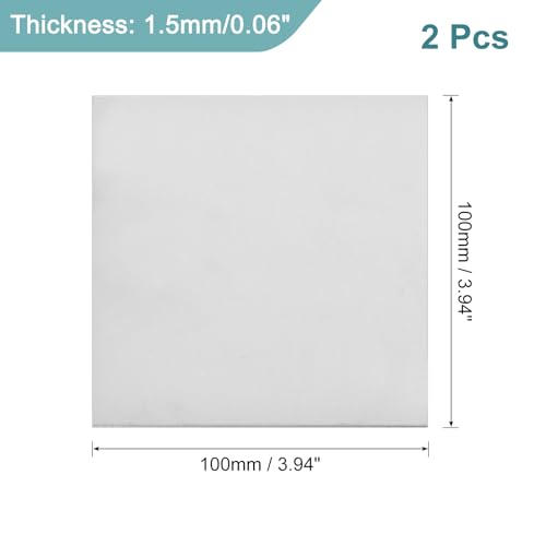 Image of uxcell 2Pcs GR2 Titanium Plate Sheet, 100x100x1.5mm Titanium Alloy Metal Sheet for Industrial Machinery Metalworking (4 inchx4 inchx0.06 inch)