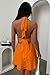 GOKATOSAU Women's Halter Deep V Neck Flowy Chiffon Bow Tie Backless Summer Mini Dress Orange