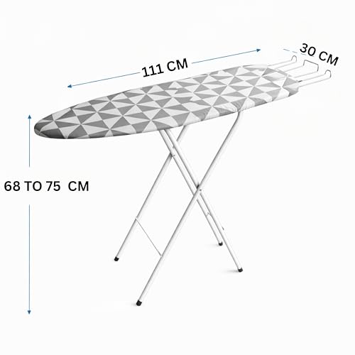 Image of JIALTO Vertical Ironing Board with 16 mm Metal Bracket, Adjustable Height Stand, Pure Cotton Cloth Cover, Foldable Iron Board for Home (Rhombus, A0-1 - 111 L X 30 W CM)