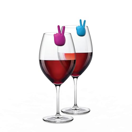 Marqueurs de verre Peace Hand Winkee (lot de 8) pour verres à boire et à vin