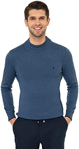 Pierre Cardin Erkek Slim Fit Yarım Balıkçı Yaka Basic Triko Kazak 50248552, Erkek, İndigo Melanj