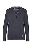 elastischer Saum SOCCX Damen Langarmshirt Oil Dyed mit Rücken-Artwork