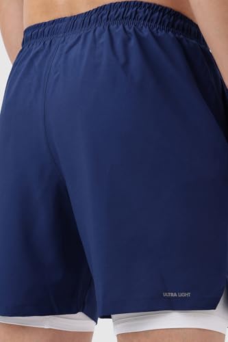 Image of FUAARK Double Layer 2 in 1 Sports Shorts with Inner Tights for Men Gym Tight Short with Pocket