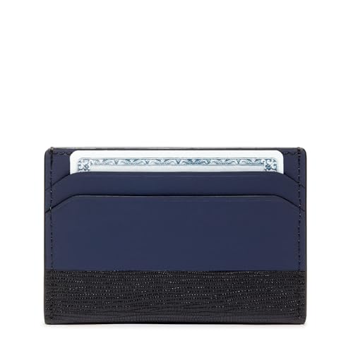 Image of TUMI - Nassau Slim Card Case - Slim Wallet Card Holder for Men & Women - Thin Wallet - Soft Nappa Leather Material - Navy /Black