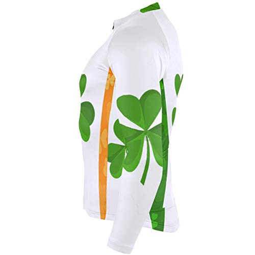 SLHFPX Irish Flag Clover Mens Cycling Jersey Coat Long Sleeve Outdoor Bike Skinsuits Outfit