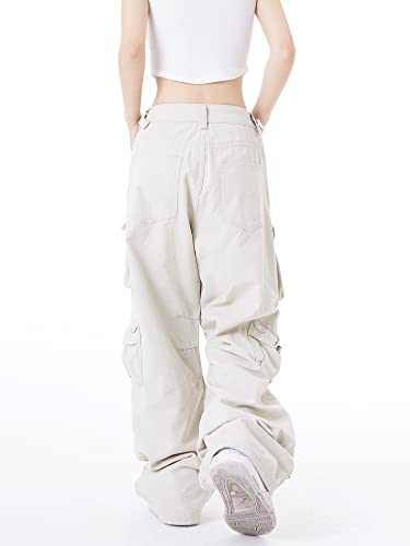 Image of Women's Baggy Cargo Pants Y2K Clothing Multi-Pocket Relaxed Fit Jeans Fairy Grunge Clothes Alt Emo Streetwear