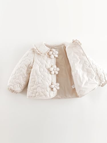 Marc & Janie Baby Girls 3D Flower Lapel Jacket Floral Quilted Snap Button Coat Long Sleeve Outerwear 241017 thumb #3