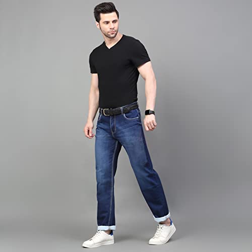 Image of LOUIS STITCH Mens Jeans Italian Cloth Denim Mid Rise Super Stretch Butter Comfort Relaxed Fit Jeans for Men (LSJNC-BU92)