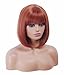 NJJYXH 14 Inches Ginger Wigs for Women Short Straight Bob Copper Red Wig with Bangs Auburn Synthetic Hair for Daily Use,Cosplay, Halloween