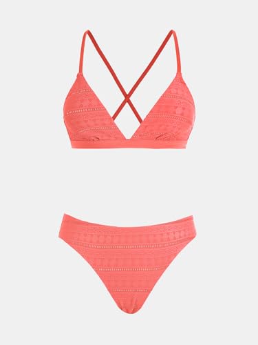Image of CUPSHE Bikini Set for Women Two Piece Swimsuits V Neck Low Rise Crisscross Back Self Tie Spaghetti Straps