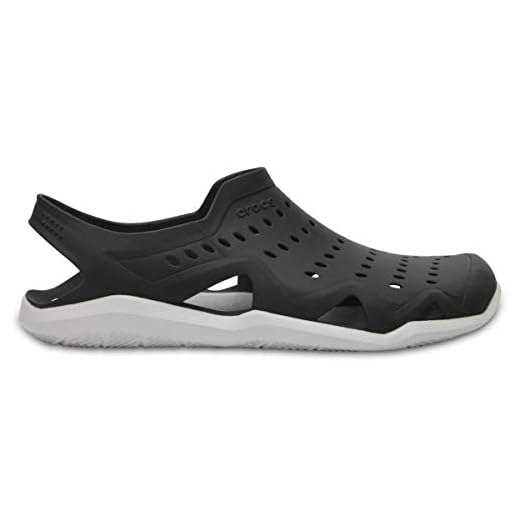 Crocs Men's Swiftwater Wave Sandal Flat, Black/Pearl White, 11 M US