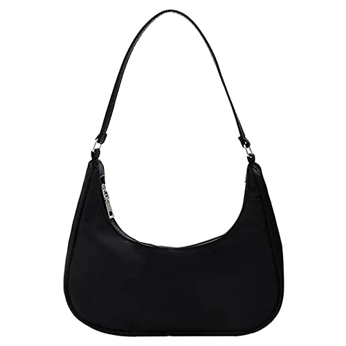 Cute Handbag Purse for Women Small Nylon Shoulder Bag Clutch, Black