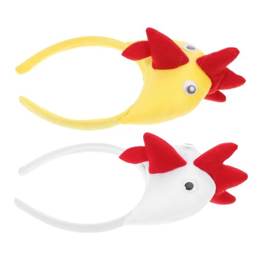 BESTonZON Diadema para Fiestas Cabeza de Ave 2 Piezas, Accesorio Divertido de Tela para Actuaciones y Disfraces, Diadema Forma de Gallina y Ave, Adecuado para Eventos Temáticos y Escenario