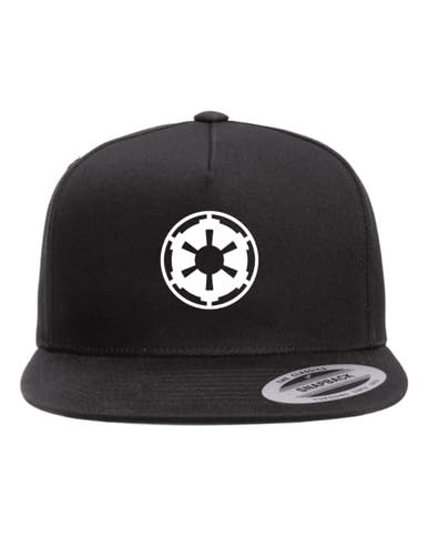 Mari Kyrios Star Force Imperial Cog Wars Emblem Heat Pressed Flat Bill Hat - Adult Black Twill Snap Back Adjustable Cap