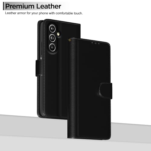 Image of Pikkme Samsung Galaxy F54 / M54 5G Flip Cover Leather Finish | Inside TPU with Card Pockets | Wallet Stand and Shock Proof | Complete Protection Flip Case (Black)