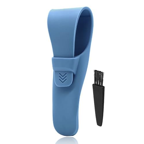 Estojo de viagem de silicone, azul + preto, compatível com Gillette, Parker, Merkur Razor (azul + escova de limpeza)
