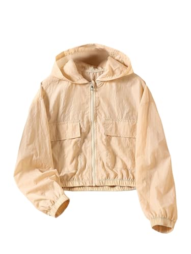 SOLY HUX Girl's Casual Zip Up Hooded Jacket Lightweight Long Sleeve Drop Shoulder Jackets with Pockets