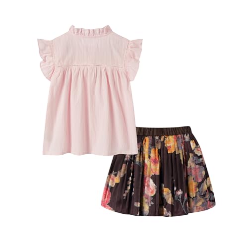 Image of Mud Kingdom Beautiful Girl Skirt Set Floral Ruffle Sleeveless Summer Casual Clothing