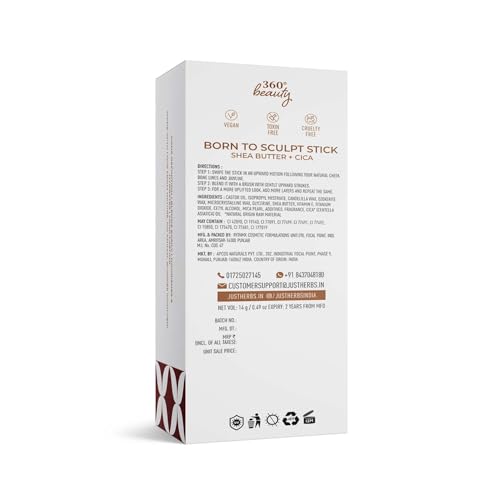 Just Herbs Super Hydrating Born To Sculpt Long Stay Bronzer Stick with Shea Butter | Richly Pigmented | Defines and Uplift Appearance | Matte Finish | All Skin Types for Women 14g (Latte) - Image 10 thumbnail