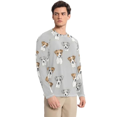 Bolaz Mens UV Protection Shirts Rash Guard Long Sleeve UPF 50+ Dog Head Gray Quick Dry S3
