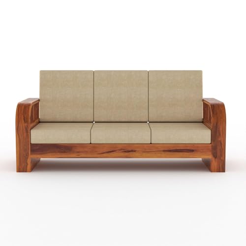 Image of Sheesham Solid Wood Six Seater Sofa Set for Living Room(6 Seater) (Honey)