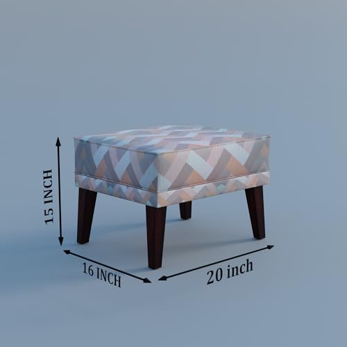Image of Custom Decor Wooden Wing Chair with Ottoman Stool | Wingback for Living Room | One Seater Sofa | High Density Foam | Accent Chair for Seating and Home Decor Furniture | (Twilight Prism, with Ottoman)