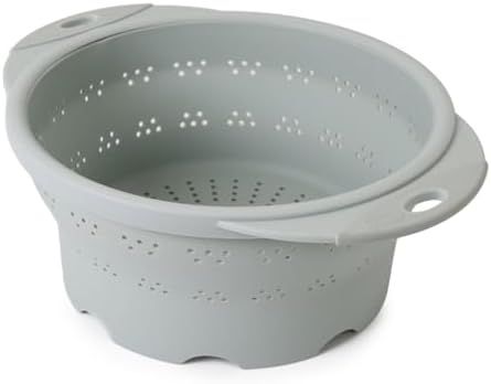 Dexas 10" Collapsible Silicone Colander in Sage, Kitchen Strainer...
