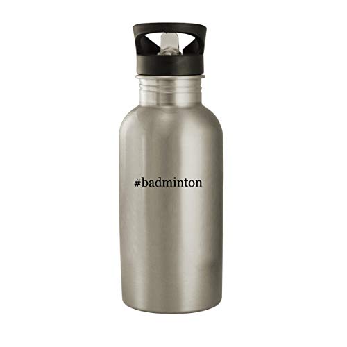 #badminton - Stainless Steel Hashtag 20oz Water Bottle, Silver