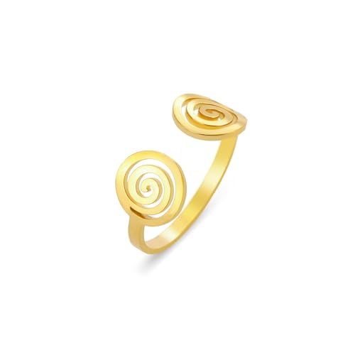 Dreamtimes Anillos geométricos en espiral para mujeres, estilo de envoltura trenzada de acero inoxidable Anillo exagerado ajustable para pulgar abierto Pequeño anillo espiral regalo (S Oro)
