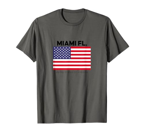 Miami Florida con la bandera de Estados Unidos novedosos diseños gráficos geniales Camiseta